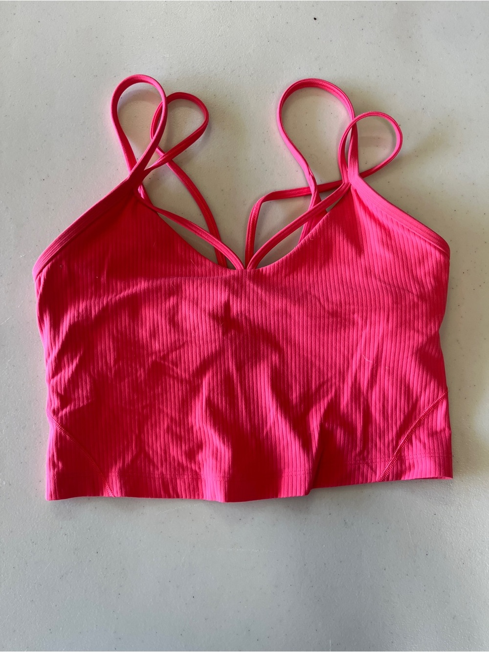 lululemon athletica Hot Pink Ribbed Strappy Crop Top